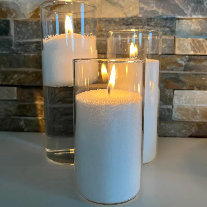 3 vasi con perle di cera