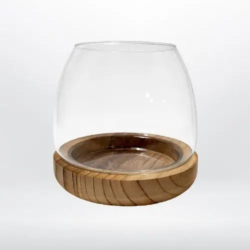Vaso Vetro e legno per Perle di Cera