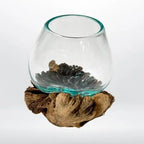 vaso in Vetro fuso su legno