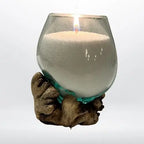 vaso in Vetro fuso su legno