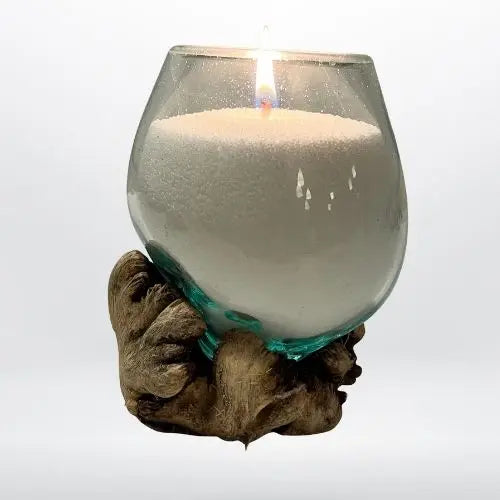 vaso in Vetro fuso su legno