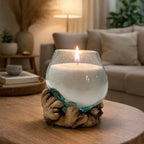 Perle di cera su vaso in Vetro fuso su legno