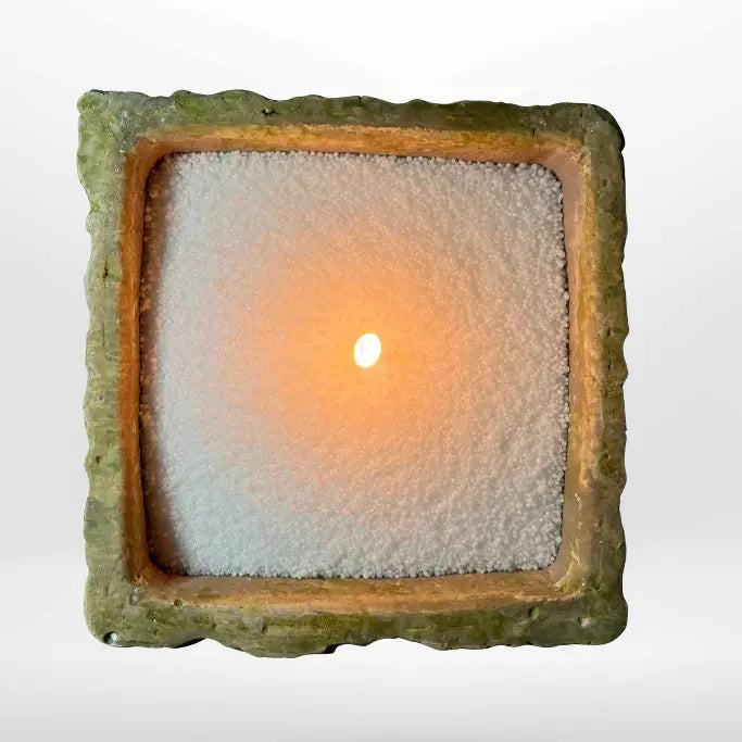 Vaso corteccia con Perle di Cera Bianche alto